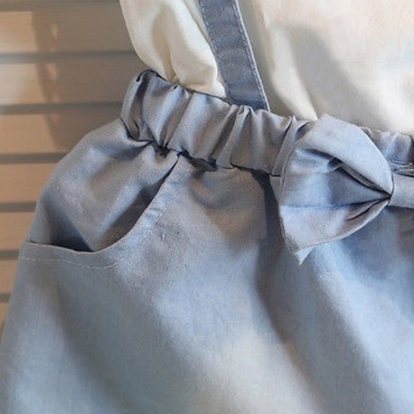 👧🏼🆕Blue🎀front suspenders dress& top eyelet - Picture 5 of 8